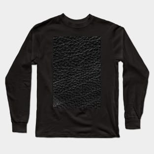 Natural qualitative black leather texture. Close up. Long Sleeve T-Shirt